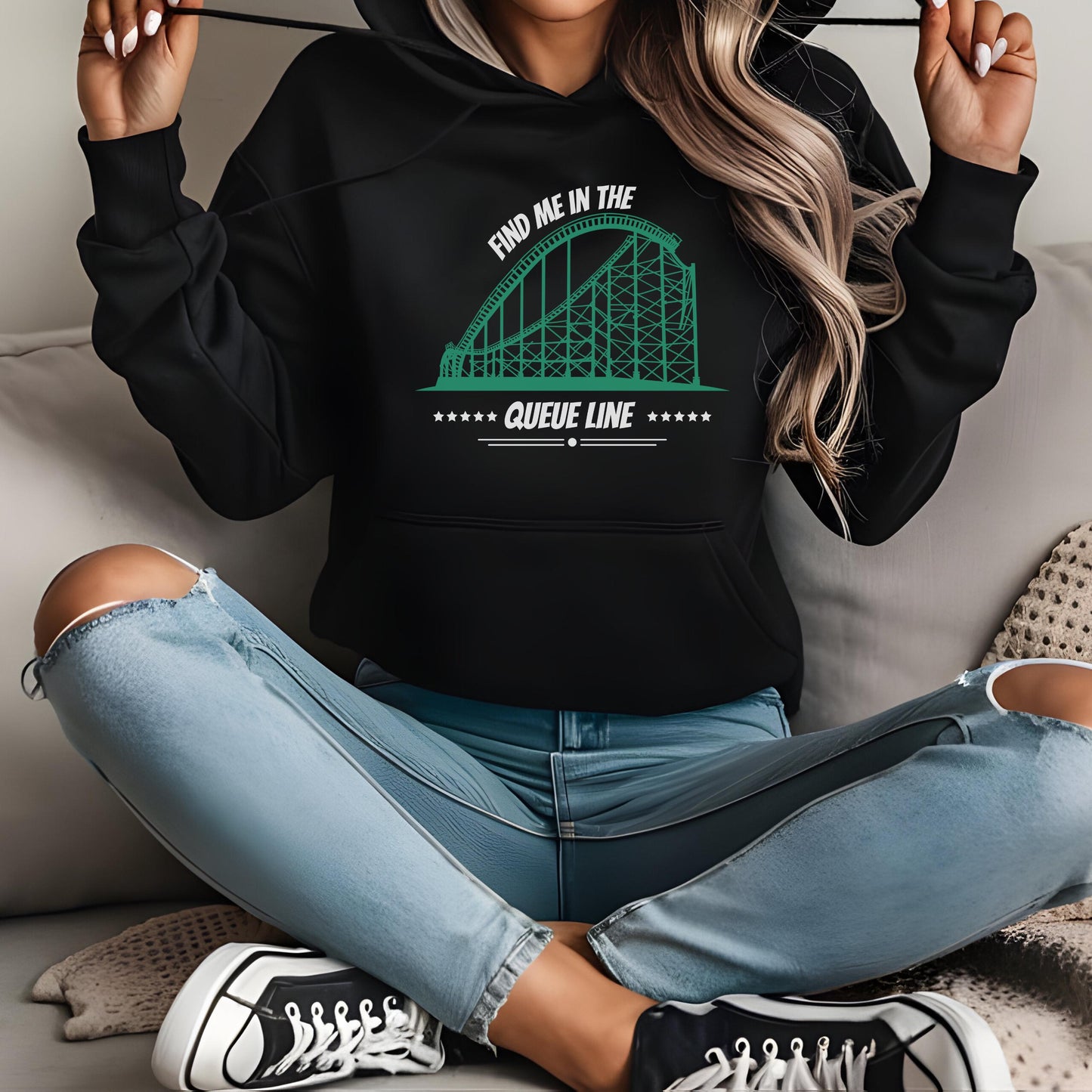 Achterbahn Hoodie, Damen, Männer, Freizeitpark, Roller Coaster, Achterbahn-Fan, Frauen und Männer, Unisex,find me in the queue-line,Geschenk