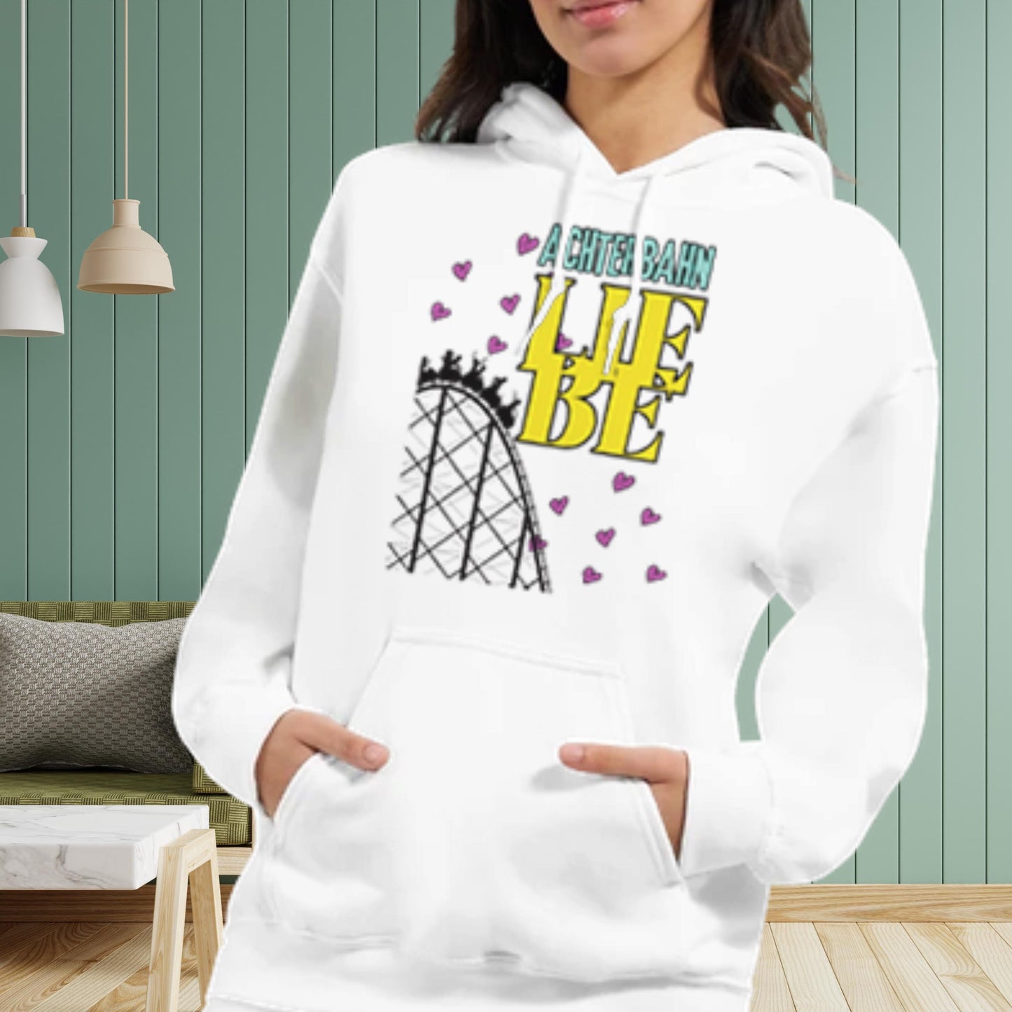 Achterbahn Liebe Hoodie Freizeitpark Fan, Geschenkidee Achterbahn-Fan, Pulli Männer Achterbahn Kapuzenpullover, Pullover Frauen Achterbahn,
