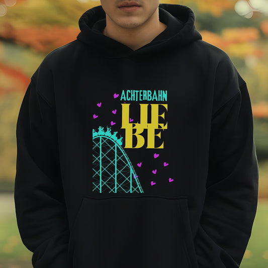 Achterbahn Liebe Hoodie Freizeitpark Fan, Geschenkidee Achterbahn-Fan, Pulli Männer Achterbahn Kapuzenpullover, Pullover Frauen Achterbahn,