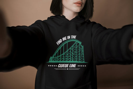 Achterbahn Hoodie, Damen, Männer, Freizeitpark, Roller Coaster, Achterbahn-Fan, Frauen und Männer, Unisex,find me in the queue-line,Geschenk