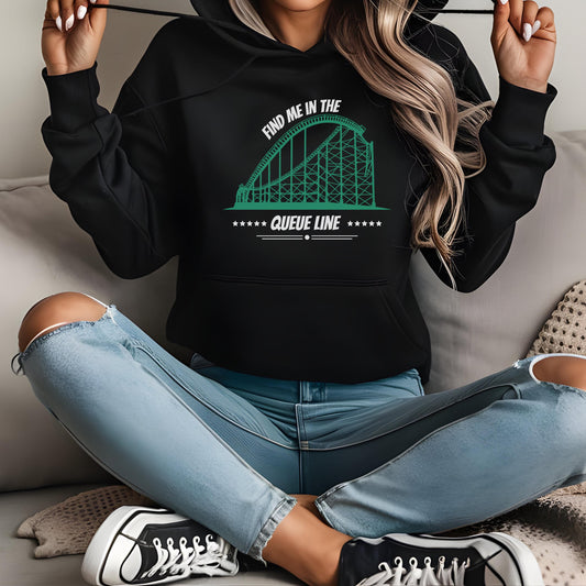 Achterbahn Hoodie, Damen, Männer, Freizeitpark, Roller Coaster, Achterbahn-Fan, Frauen und Männer, Unisex,find me in the queue-line,Geschenk