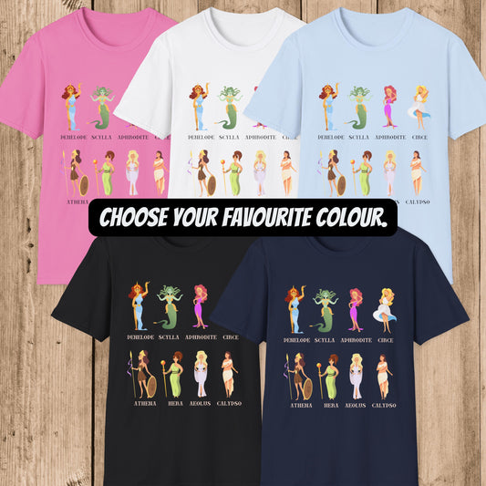 Epic Odysseus: Aphrodite,Athena, Circe T-Shirt, Musical Griechische Mythologie, Göttin Shirt, Griechische Sagen, die Odyssee von Homer,