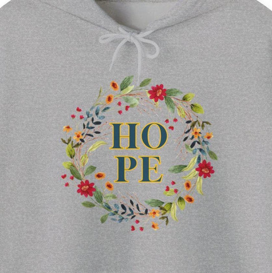 HOPE Hoodie, Hoffnung Pulli, Blumenkranz Sweatshirt, Bunte Blumen, Wildblumen Kapuzenpullover, Blüten Pullover Frauen, warmer Pullover