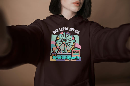 Das Leben ist ein Freizeitpark Hoodie, Riesenrad, Geschenkidee Achterbahn-Fan, Achterbahn Kapuzenpullover, Süßes Sweatshirt, Pullover Damen
