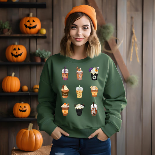 Halloween Latte Sweatshirt, Pumpkin Spiced Latte, Pullover Damen,Halloween Pullover, Kaffeeliebhaber Geschenk, Kaffee Shirt, Pumpkin Sweater