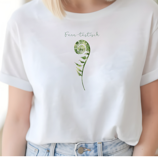 Farn Shirt, Farn-tastisch, Wald Shirt, Waldbaden Unisex T-Shirt aus Bio-Baumwolle